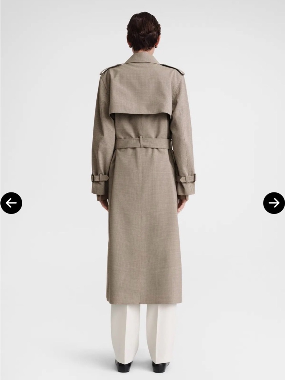 Toteme Double-Breasted Trench Coat in Brown Houndstooth - Picture 5 of 5